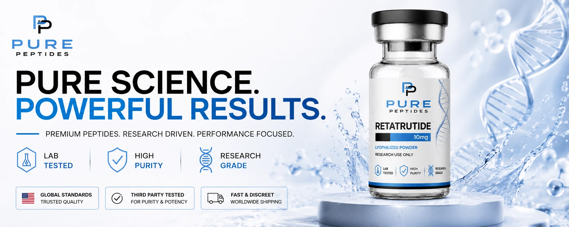 Pure Peptides Australia — 99%+ purity research peptides, HPLC-MS verified, same-day dispatch Australia-wide